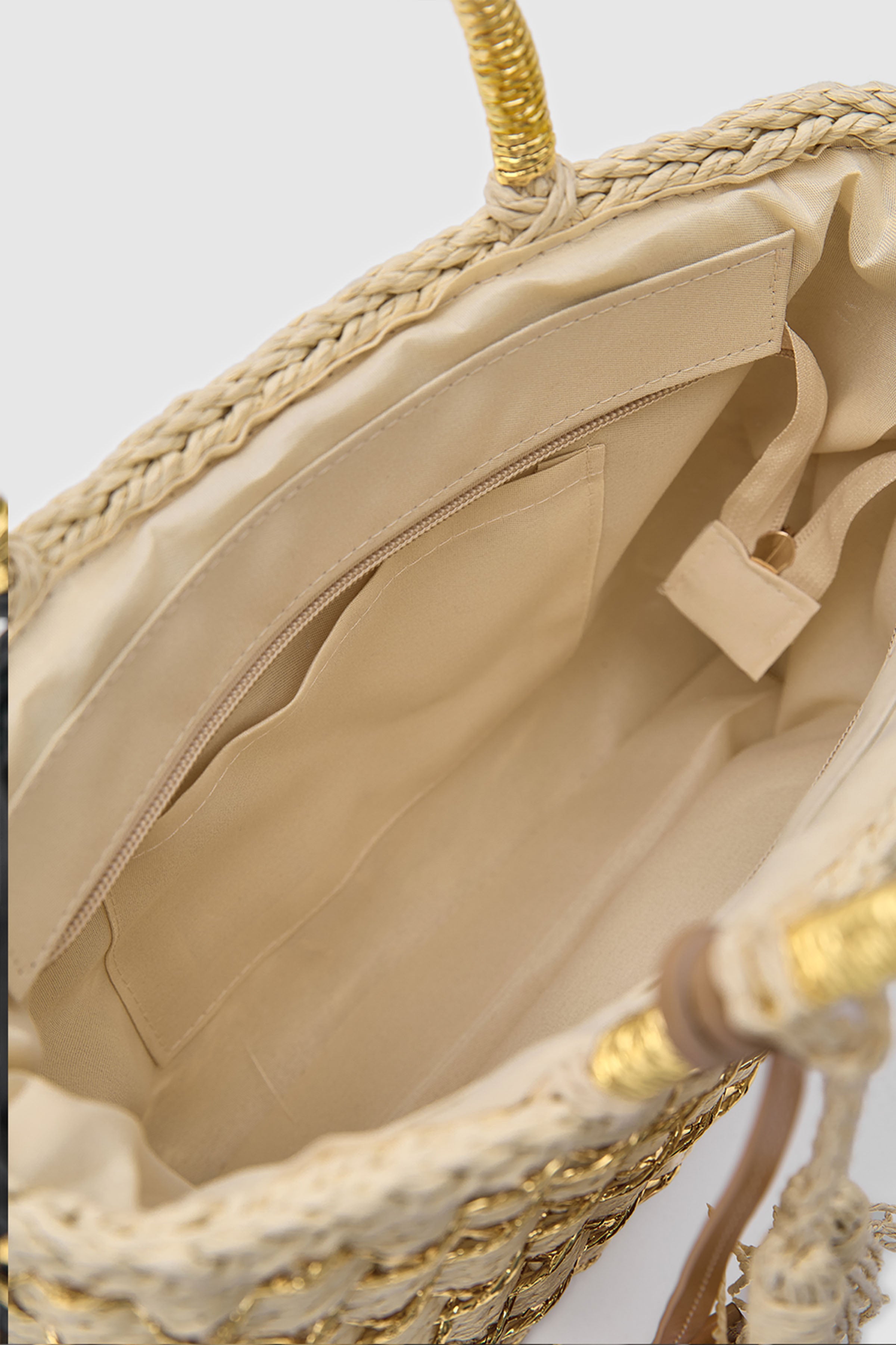 OGGO Hasır Gold Nakışlı El Çantası