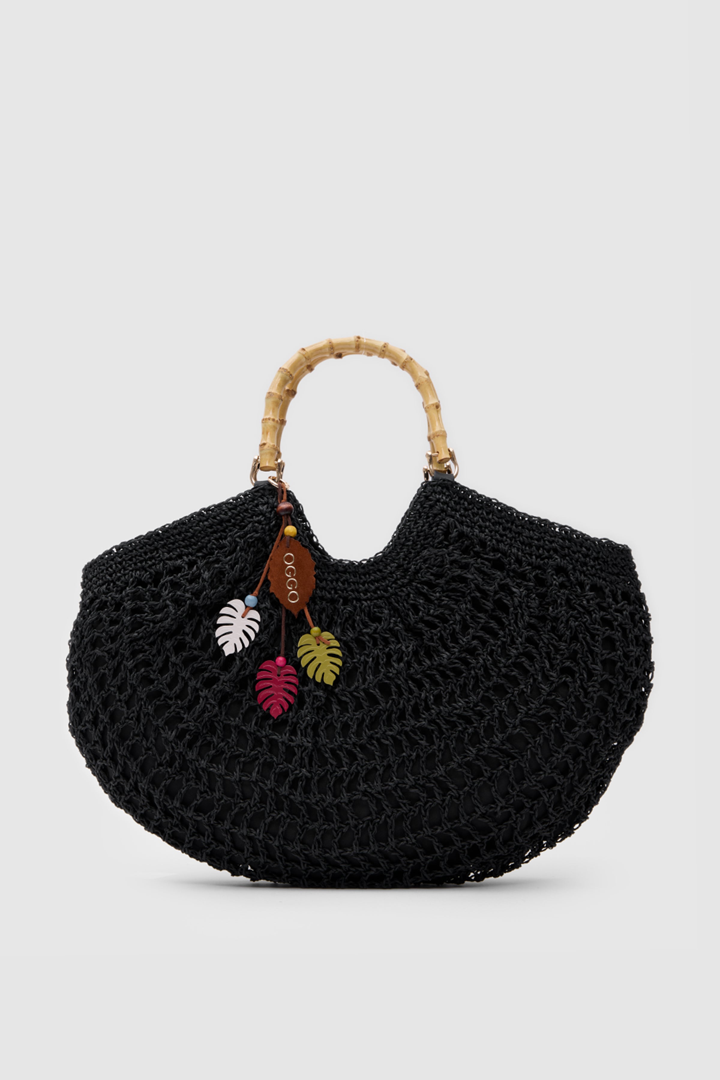 OGGO Hasır Bambu Saplı El Çantası