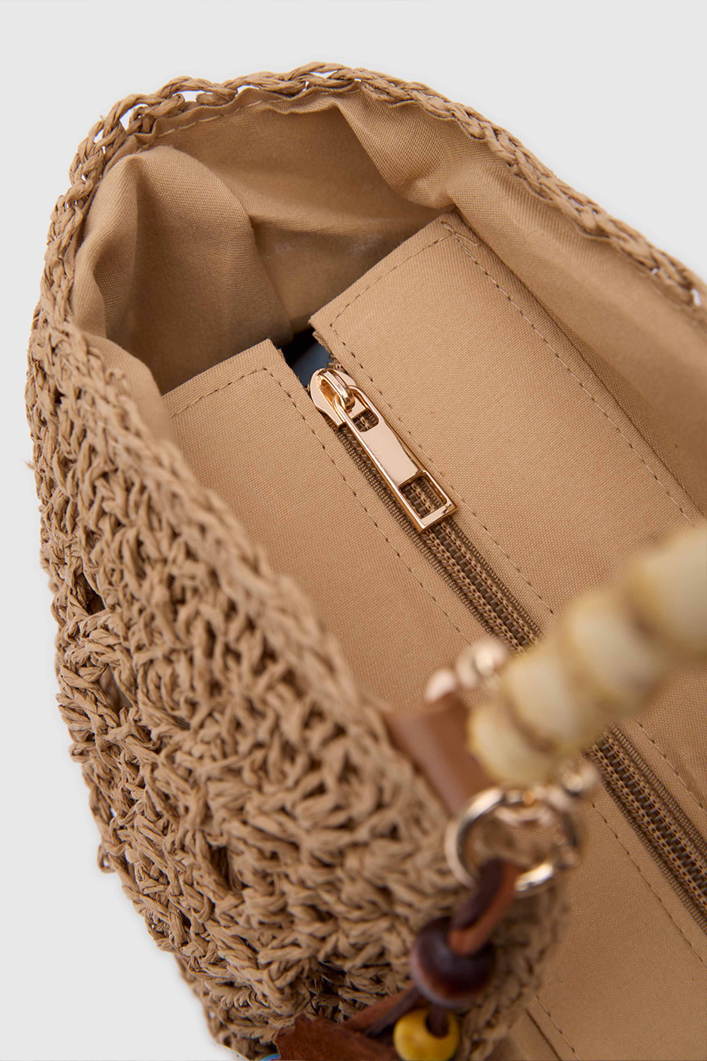 OGGO Hasır Bambu Saplı El Çantası