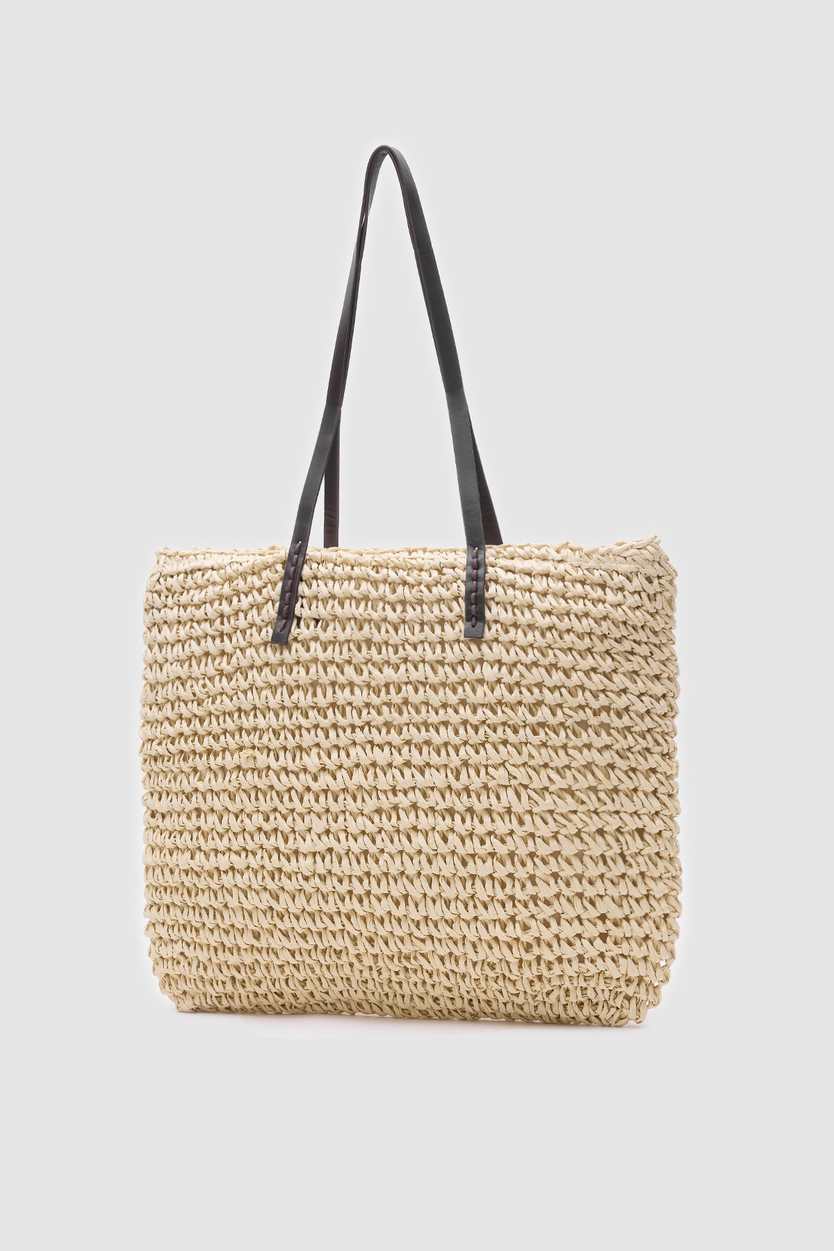 OGGO Hasır Omuz Çantası - Deri Saplı