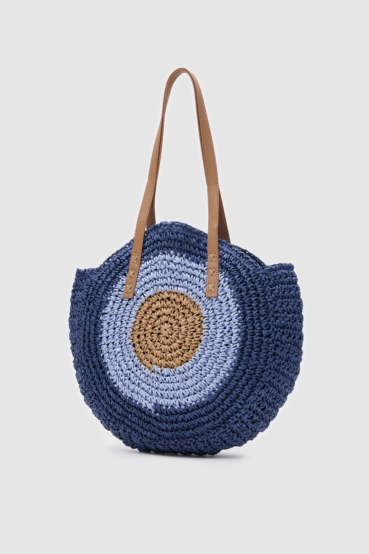 OGGO Hasır Omuz Çantası - Deri Saplı