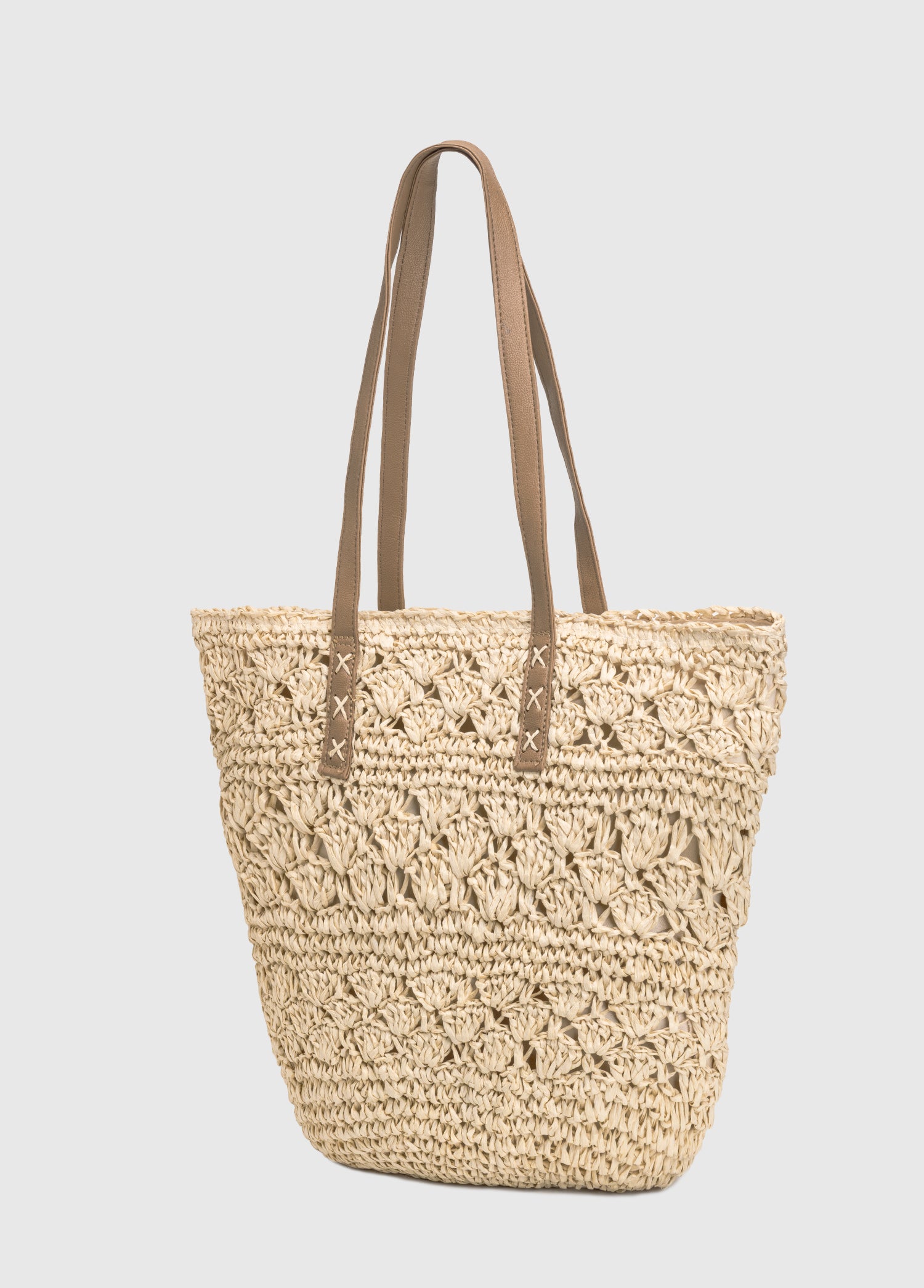 OGGO Hasır Omuz Çantası - Deri Saplı