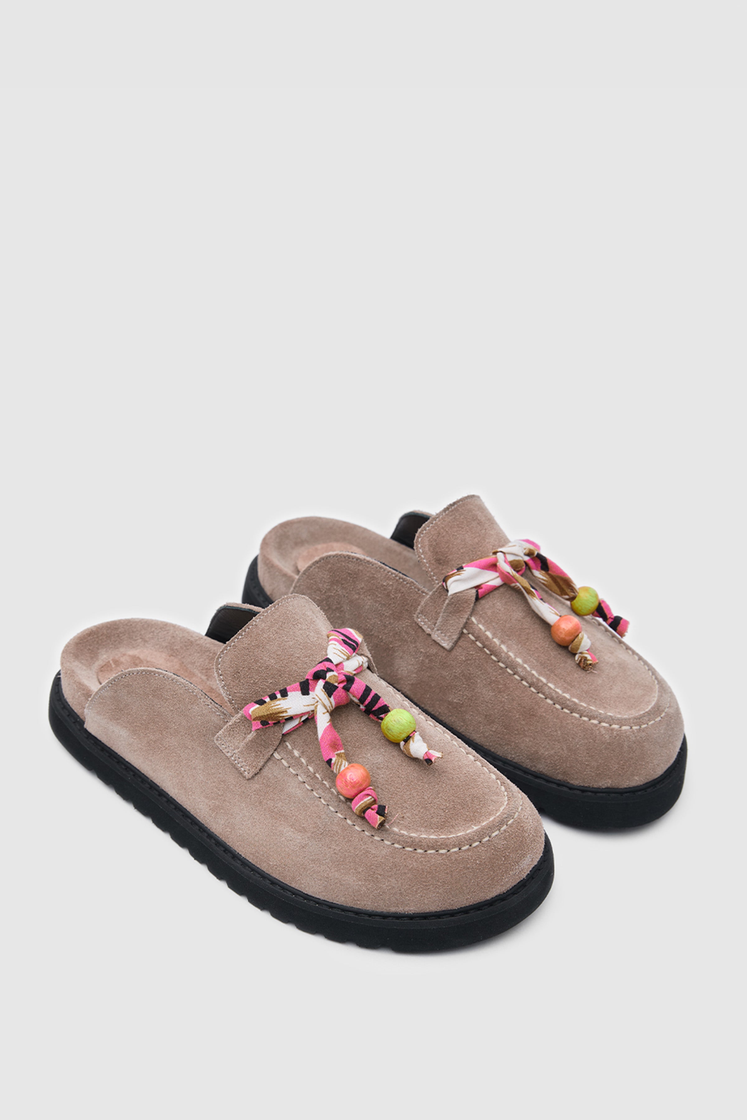 TERRA ARTİSAN SCARF SÜET DERİ FULARLI SANDALET