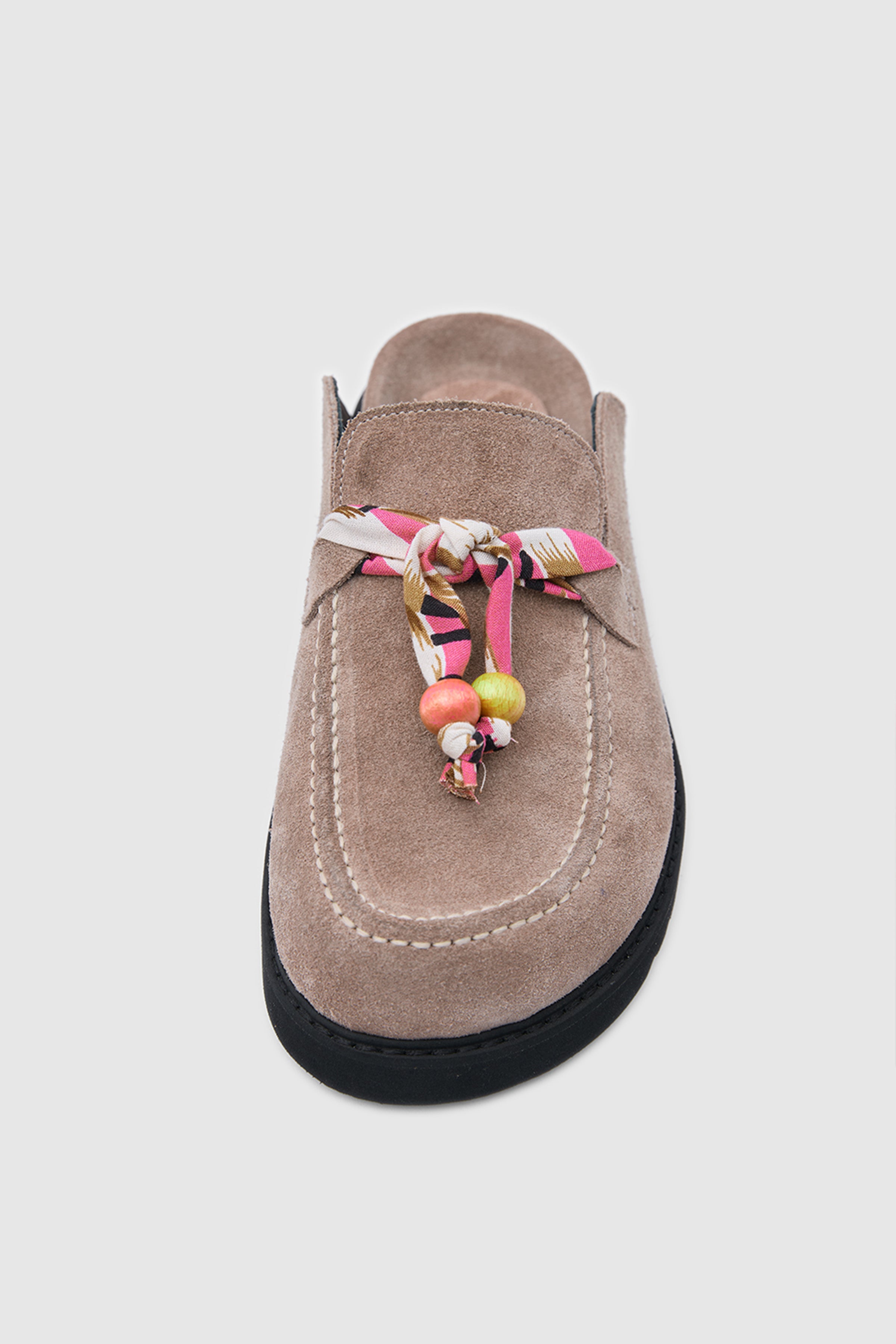 TERRA ARTİSAN SCARF SÜET DERİ FULARLI SANDALET