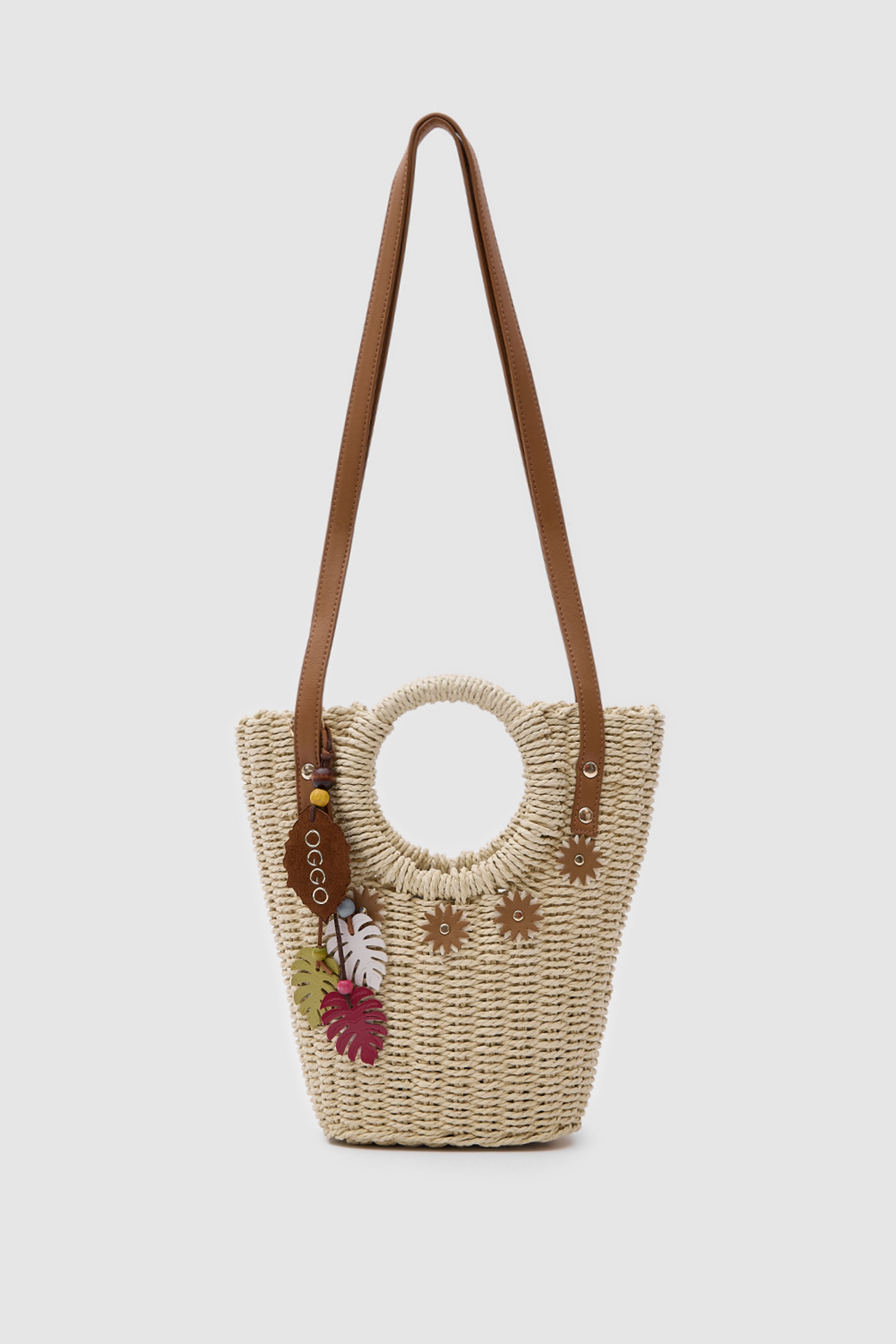 OGGO Hasır El & Çapraz Çanta - Deri Saplı