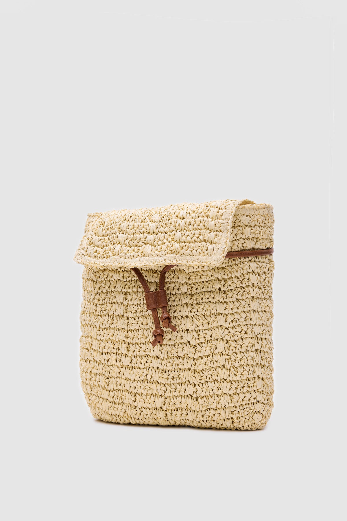 OGGO Hasır Sırt Çantası - Deri Saplı