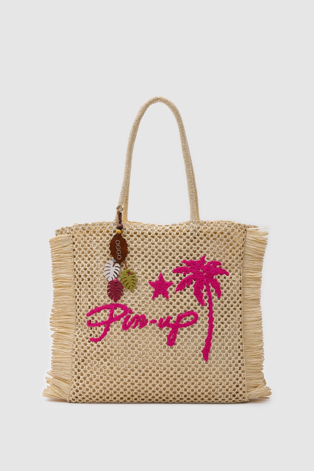 OGGO Hasır PinUp Nakışlı Omuz Çantası