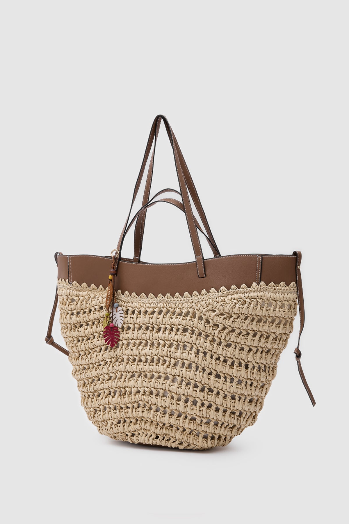 OGGO Hasır Deri Detaylı Large Omuz Çantası