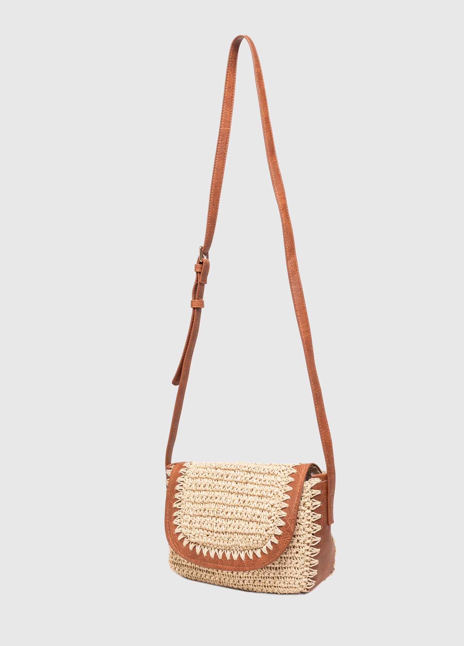 OGGO Hasır Deri Saplı Çapraz Çanta