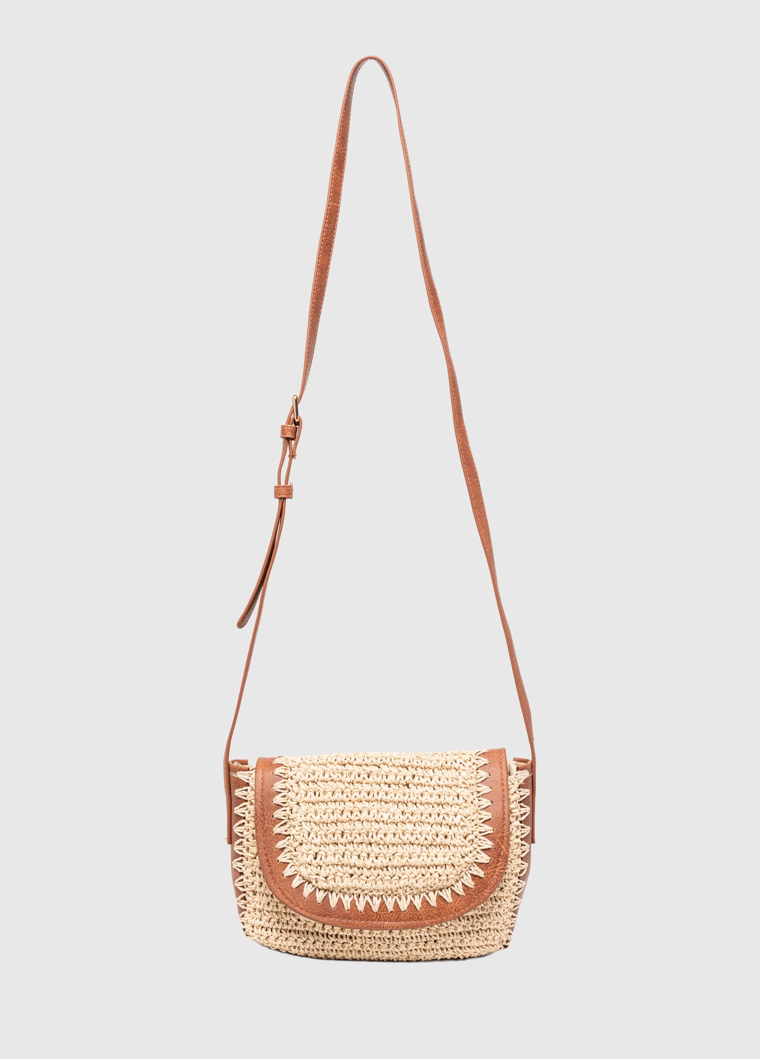 OGGO Hasır Deri Saplı Çapraz Çanta