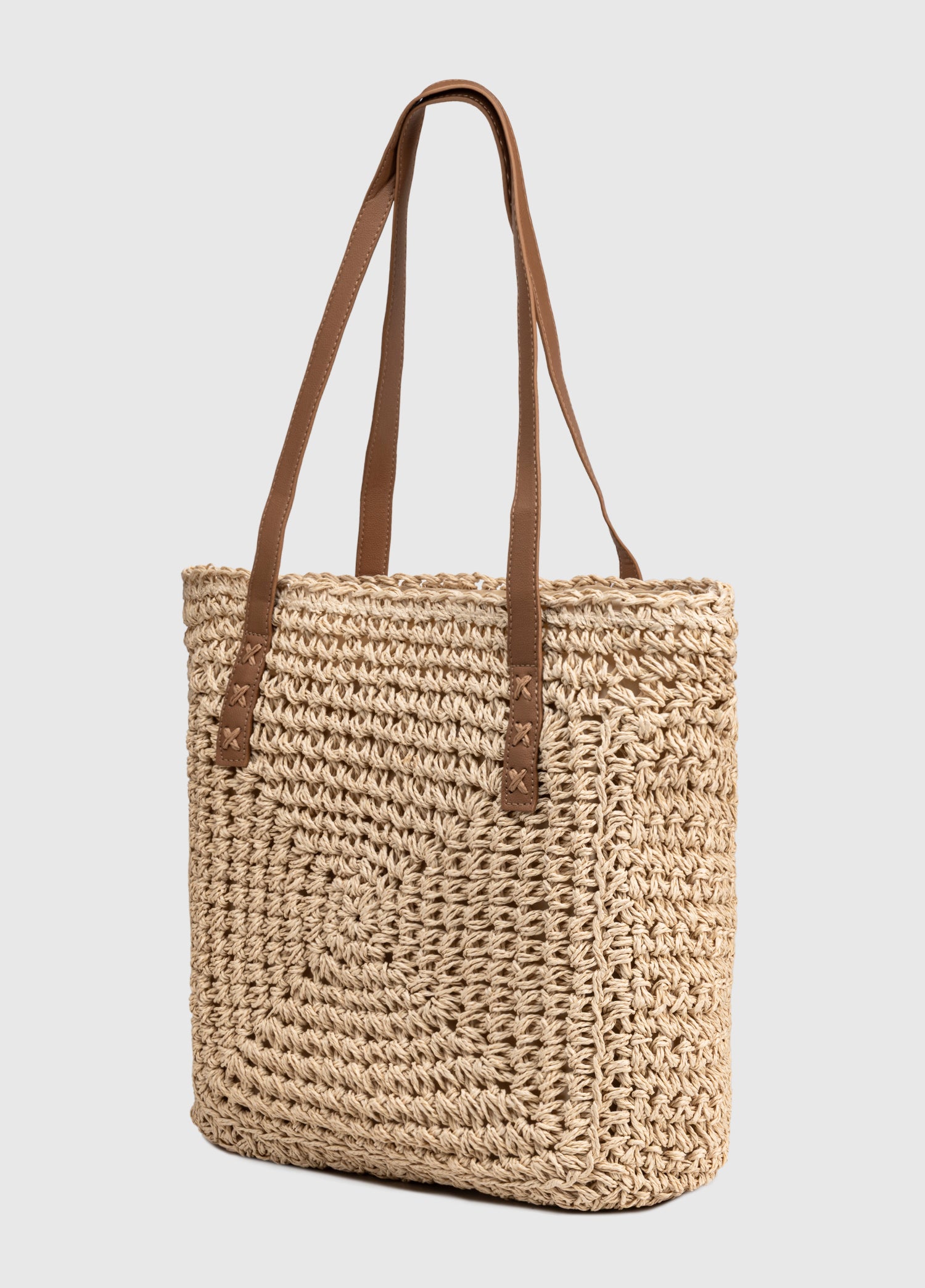 OGGO Hasır Omuz Çantası - Deri Saplı