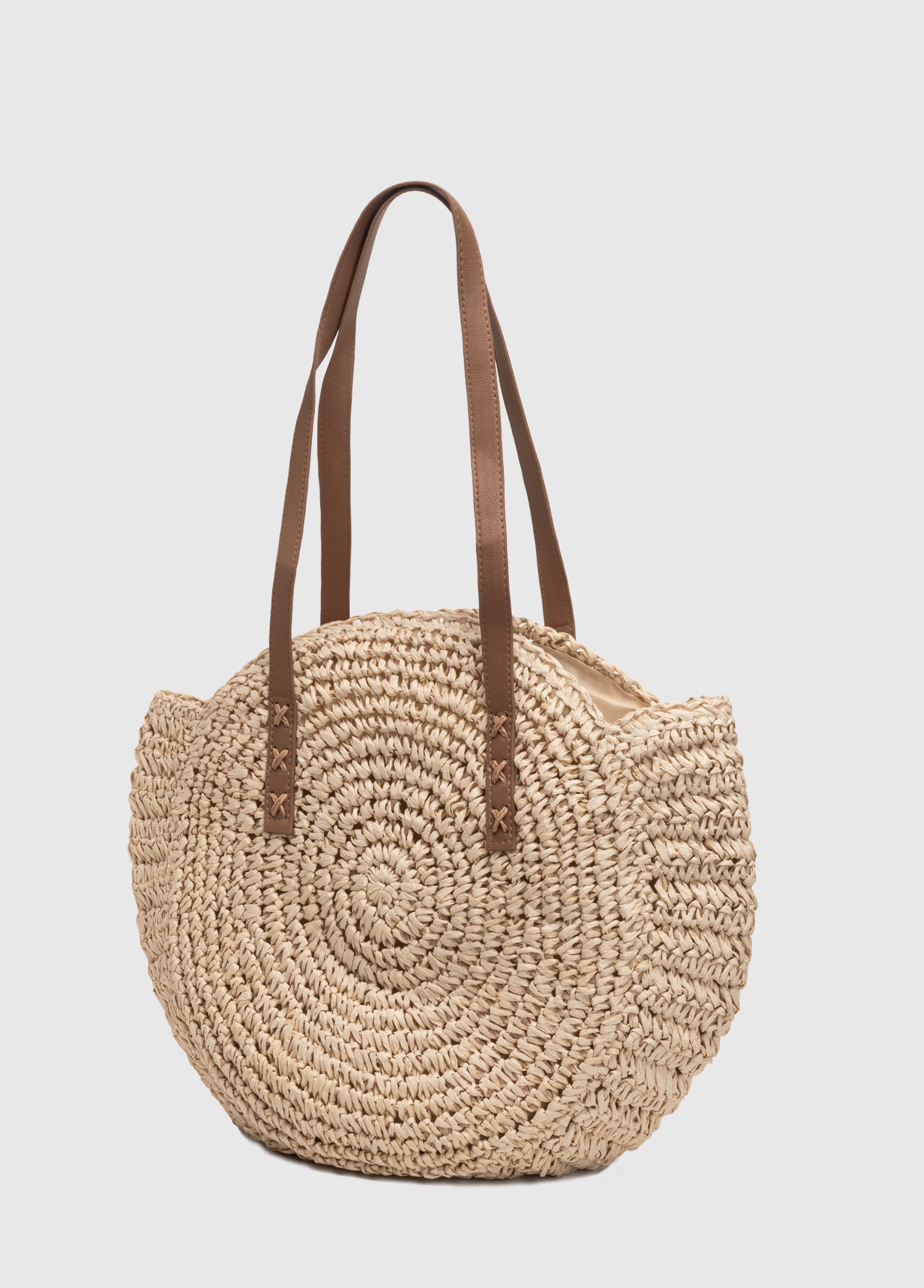 OGGO Hasır Omuz Çantası - Deri Saplı